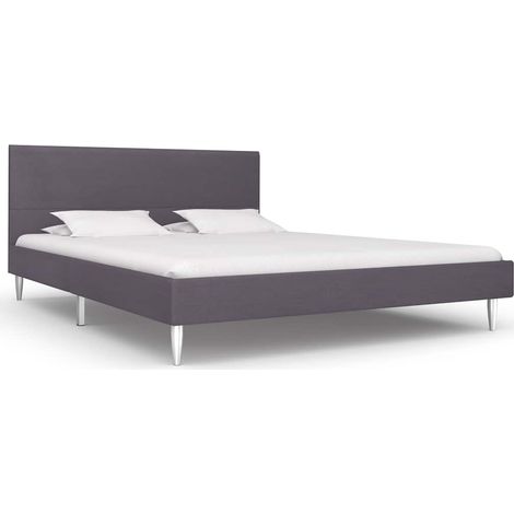 Bed Frame without Mattress Grey Fabric 135x190 cm Double vidaXL (1/5)