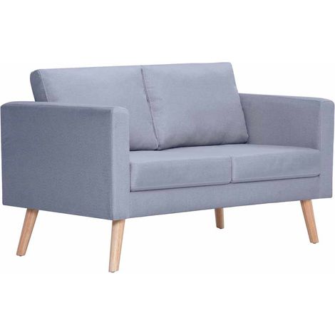 Divano a 2 Posti Sofa in Tessuto Grigio Chiaro (1/5)