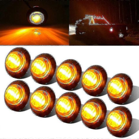 10 feux de position latéraux universels à LED pour remorques, camions, feux arrière, feux de gabarit, homologués pour camions (jaunes) (1/5)