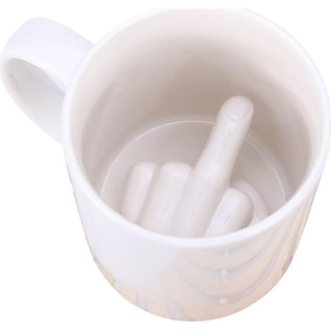 Tasse en Céramique Humoristique - 1 Pièce - Design Doigt d'Honneur - Cadeau Sarcastique pour Amis - Idéal Anniversaire ou Noël - 9,5 cm (1/3)