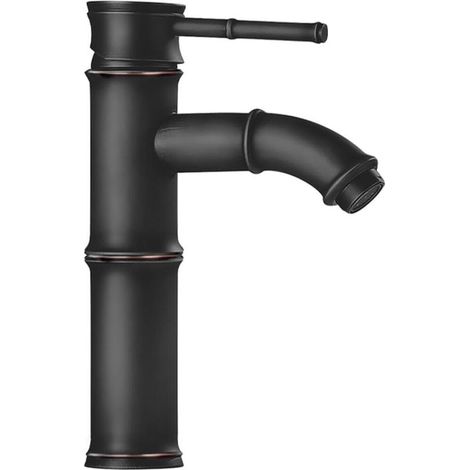 Bathroom Single Handle Faucets Modern Single Hole Bathroom Lavatory Vessel Sink Faucet, robinet d'eau chaude et à eau froideo, (Noir, 2B) (1/5)