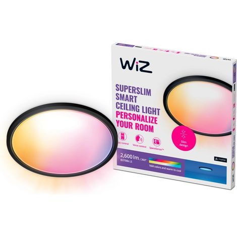 WIZ, PLAFONNIER WI-FI COULEUR SUPERSLIM, 22W, NOIR, FONCTIONNE AVEC ALEXA, GOOGLE ASSISTANT 929003301001 (1/4)