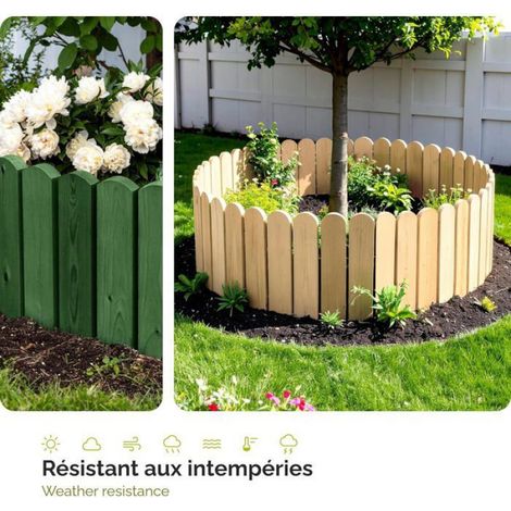 Bordure De Jardin - Bois Traité Flexible 100 cm Hauteur 10 cm Résistant Intempéries Pour Massifs Et Allées - 1 Pièce (1/5)