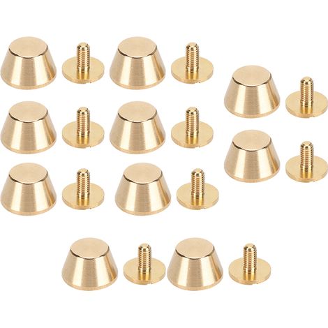 Lot de 10 clous décoratifs plats en laiton de 12 mm pour sacs à main, bagages et maroquinerie. (1/5)