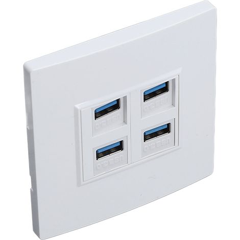 Prise murale Ethernet 4 ports USB 3.0 5 Gbit/s duplex, panneau Ethernet, fiche murale 86 x 86 mm (1/5)