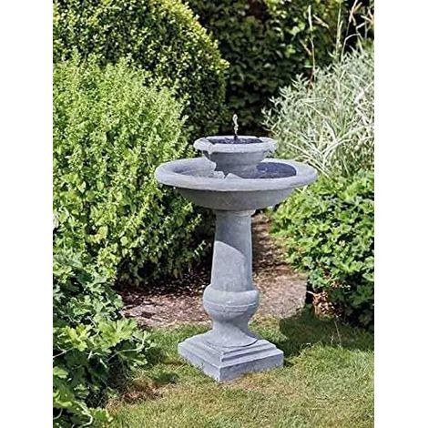 Solar Powered Water Fountain 2 Tier Chatsworth Resin Solar Garden Fountain Stone Effect Freestanding Solar Water Feature Bird Bath for Patio Lawn