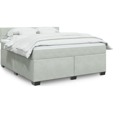 vidaXL Sommier à lattes de lit et matelas Gris clair 180x200cm Velours