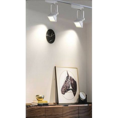 TrAdE Shop Traesio - Faro Proiettore Orientabile 30w Luce 6500k 4000k Faretto Led Cob Binario F30w-6a - -Bianco Naturale -