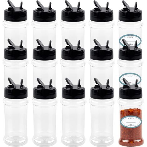 Boîtes à épices en plastique transparent 14 pièces 3 oz avec (1/4)