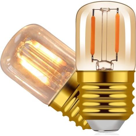 Ampoule veilleuse LED ambre E26 1W, mini tube T28 2200K lumière chaude, équivalent à une ampoule incandescente de 10W, non dimmable, lot de 2. (1/5)