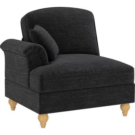Ecksofa Schwarz Chenille mit abnehmbarem Volantrock und Kissen (1/3)