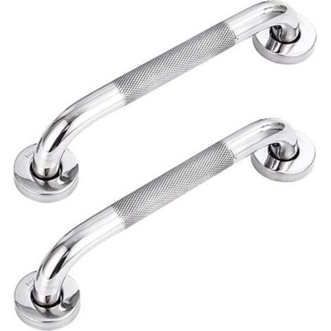 Set of 2 stainless steel 304 bathroom grab bars with non-slip grip, for bathtub, toilet, bathroom, stair railing (1/5)