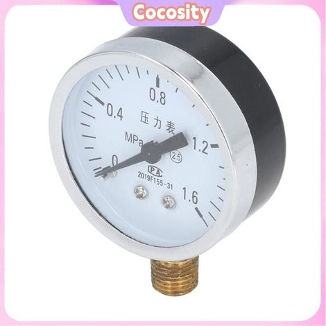 Cocosity manomètre d'eau Cocosity Manomètre 1/4 NPT (0 To 2.5Mpa)1/4 NPT Jauge De Pression Eau outillage environnement 0 1,6 MPa (1/5)