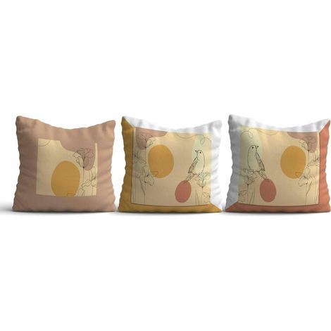 Coussin déco – fleurs et oiseaux (lot de 3) IZMIR (1/3)