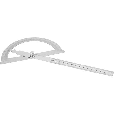 Rapporteur d'angle goniomètre en acier inoxydable 0-180°, règle de 15 cm, 150 x 200 mm (1/5)