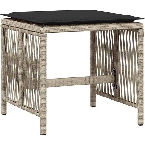 Garden Stools with Cushions 4 pcs Light Grey 41x41x36 cm Poly Rattan vidaXL (1/4)