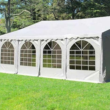 Rideau de clôture pour tonnelle de jardin Oxford, blanc, 2m x 6m, toile de protection pour fête, panneau latéral unique, abri extérieur (1/3)