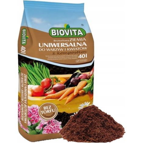 Tierra de jardín universal para hortalizas y flores 40L Sin turba con compost (1/2)