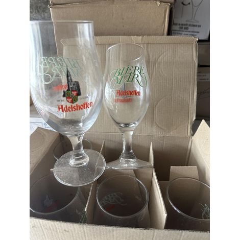 Lot de 6 verres à bière Adelschoffen - 25 cl - Bière de Mars vintage 1980 - Neufs