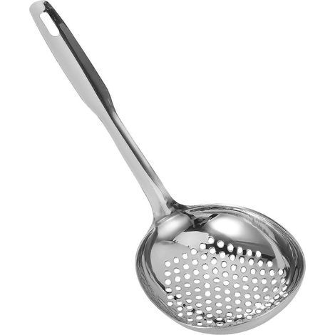 Schaumlöffel, Schöpfkelle, Nudelsieb aus Edelstahl, Küchenutensil – 33,50 x 11,20 x 3,00 cm – Silber (1/3)