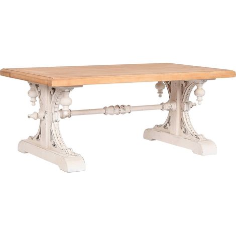 Table basse élégance bois blanc finition patinée - Blanc naturel décapé (1/5)