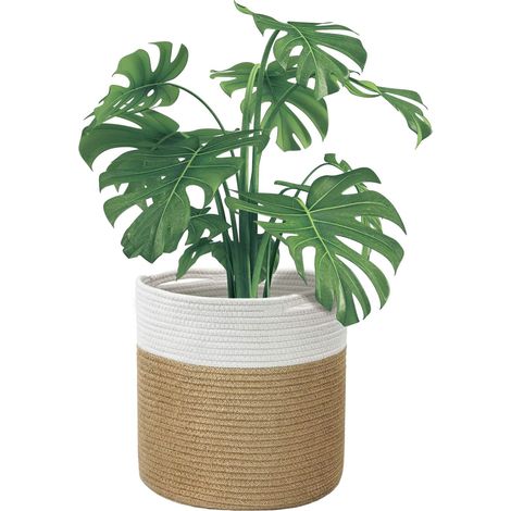 Cache pot en osier tressé avec anse pour plantes d intérieur panier de rangement en corde de coton pour fleurs et décoration végétale design