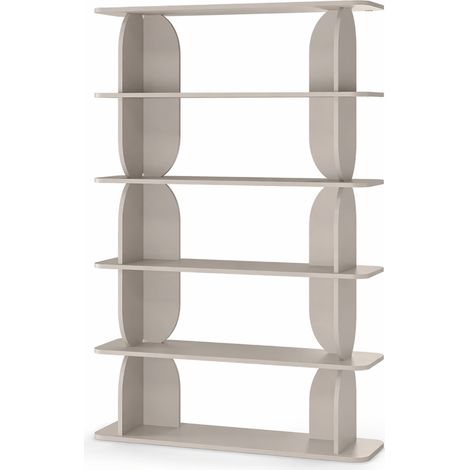 Libreria Moderna Con 5 Ripiani Design Moderno Minimal Contemporaneo Per Soggiorno Living Salotto Studio Corridoio Ufficio In Melaminico 120 X 181.5 X 34 Cm Cashmere (1/5)