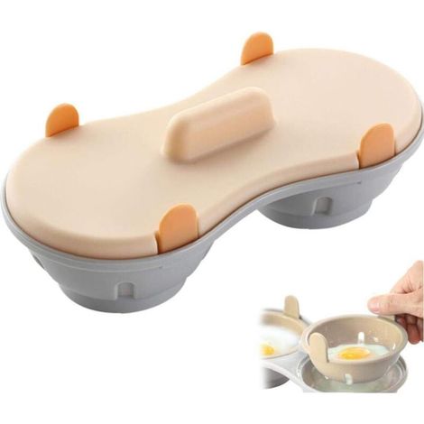 1 Pc Microwave Poacher Dishwasher Safe Double Egg Poacher Maker Cups Double Egg Cooker Microwave Oven Steam Poached Egg Kitchen Gadget (Orange) (1/5)