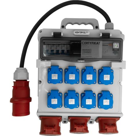 Tableau électrique de chantier 2x16 A, 32 A, CEE, 8x230 V, avec câble, protégé par Doktorvolt TR-S/FI DV-5022-D (1/5)