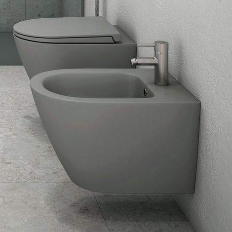 RAK Feeling Matt Grey Wall Hung Bidet - RST07503A (1/3)