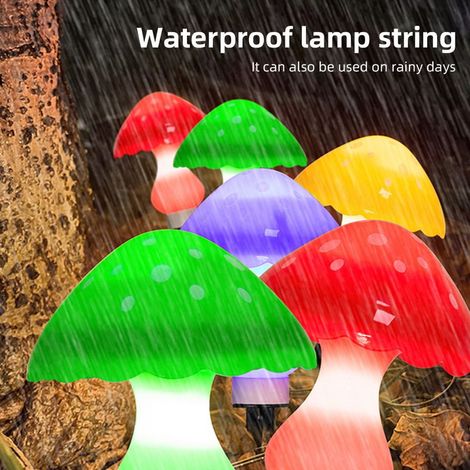 Lampes Mushroom Solaires 8 Pack avec 8 LED et Panneau Solaire, IP65 Imperméable pour Jardin Patio Clôture, 8 Modes Lumière Multicolores (1/4)