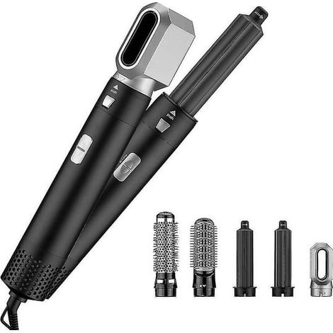 Sèche-cheveux électrique 5-en-1 pour coiffage, lisseur automatique et boucleur, brosse soufflante noire (AU) (1/5)