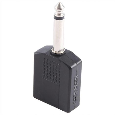 Schwarzer 6,35 1/4" Stecker auf zwei Buchsen Mono Y-Kabel PA-Audiokabeladapter (1/5)