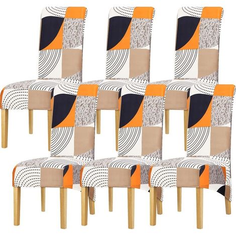 Housse de chaise à dossier haut XL – Tissu spandex extensible – Protection anti-poussière – Lot de 6 pour salle à manger et banquet - couleur-348 (1/5)