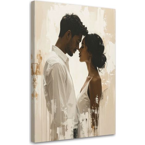 Cuadro en Lienzo Hotel: Pareja enamorada besándose beige 20x30 (1/5)