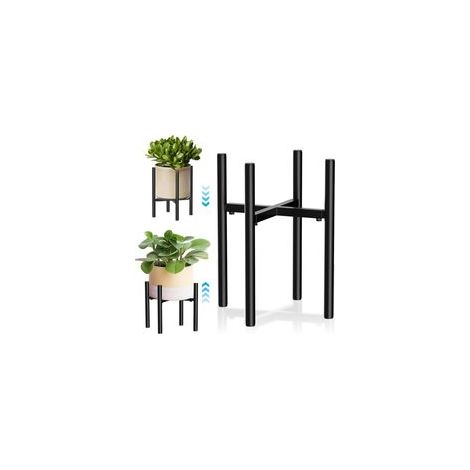 Support de fleurs, réglable, en métal, noir, pour l'intérieur et l'extérieur, pour pots de fleurs de 20 à 35 cm