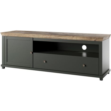Mobile TV 180cm. Collezione ASSIA. Colori verde e rovere. 1 Porta e 1 cassetto