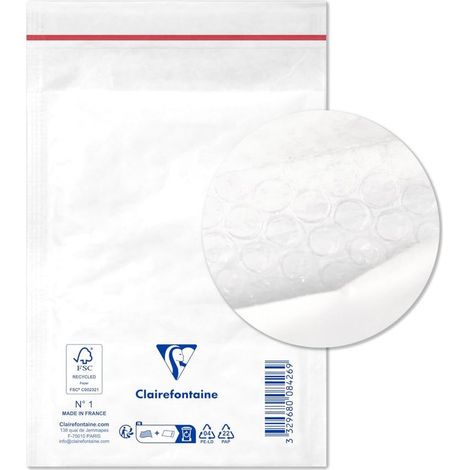 Clairefontaine 7326C - Confezione da 10 buste Bianche imbottite di Pluriball 110x160 mm - 90g/m²