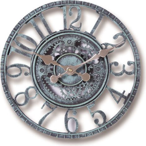 Außenwanduhr, 30 cm wasserdichte Gartenuhr, dekorative Retro-Uhr für Zuhause, Küche, Wohnzimmer - nicht geräuschlos (Türkis)