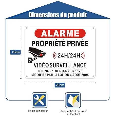 Privacy Signs, 19×5 cm, Security Alarm, Aluminum, With Sticker (1/4)