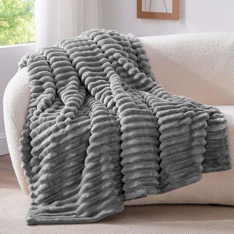 Plaid Gris Couverture Polaire pour Canape 125x150 (1/5)