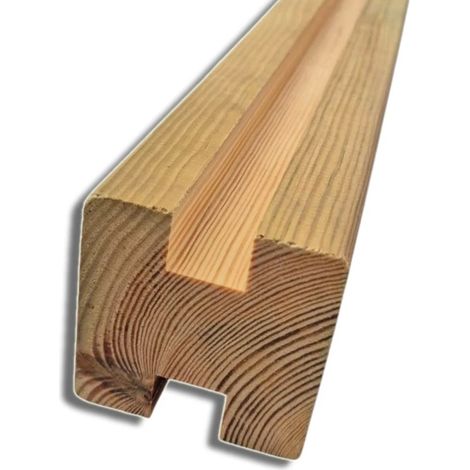 Trave in Legno da 150 cm con Canale a H da 20x16 mm, sezione 7x7 cm, in Pino Impregnato (1/3)