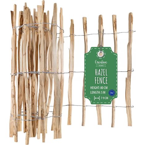Hazel Wood Fence 80 cm x 5 m – Slat Spacing 7–9 cm