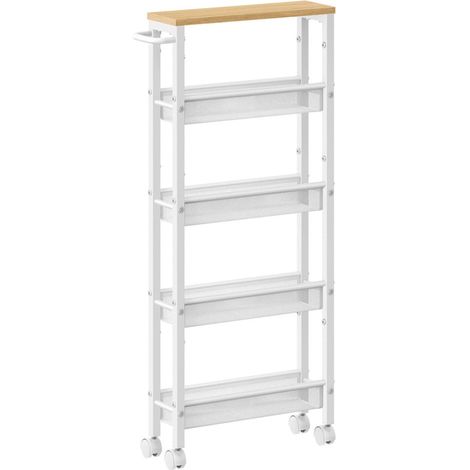 Carrello di servizio carrello di servizio sottile ripiano mobile portaoggetti ruote girevoli a 360° struttura in metallo per cucina soggiorno ufficio bianco 120005290