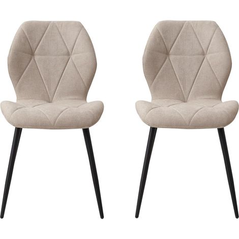 2er-Set Esszimmerstühle aus Leinen, gepolstert, beige (1/5)