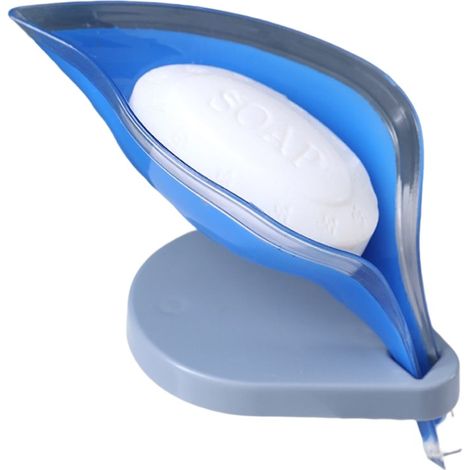 Porte-savon de salle de bain antidérapant Boîte à savon en forme de feuille simple Porte-brosse à vaisselle de cuisine créative Porte-plateau domestique Boîte de rangement 1PCS (Bleu, porte-savon uniq (1/5)