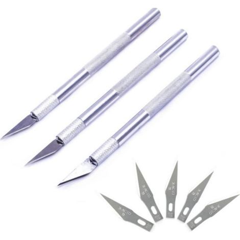 Couteaux de précision - Hobby - Scalpel - 12 cm - 10 lames de rechange - Capuchon de protection (1/4)