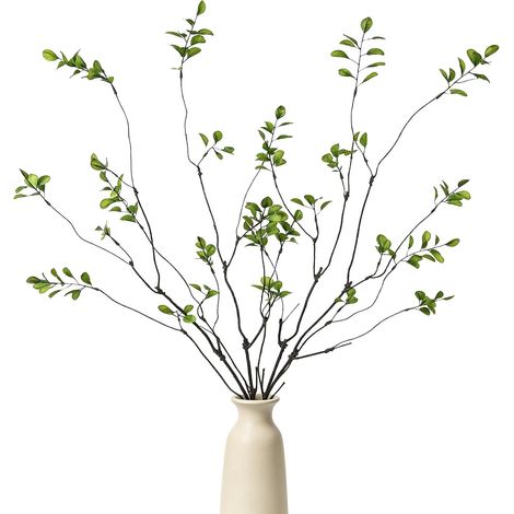 Set of 4 artificial ficus branches - Artificial green stems - 96 cm - Flexible stems - Vase decoration - Olive branches - Decoration for vases, desk, tables (1/5)