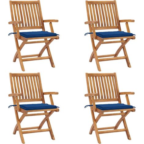 Klappbare Gartenstühle mit Kissen 4 Stk. Massivholz Teak (1/5)
