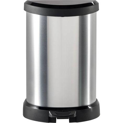 Curver DECO Bin 240568 Bidone della spazzatura 15 l (L x A x P) 303 x 448 x 268 mm Argento, Nero 1 pz. (1/5)